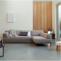 Canapé d'angle droit en tissu gris taupe 270 x 180 cm, 4 places