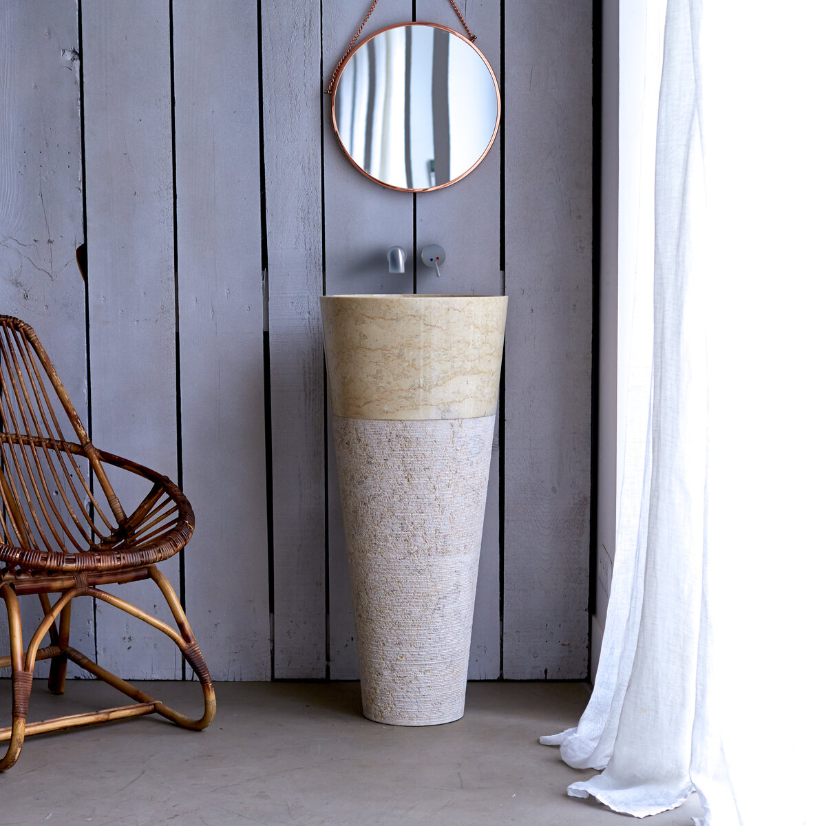 Cream marble pedestal Washbasin Bathroom / Washbasins Tikamoon