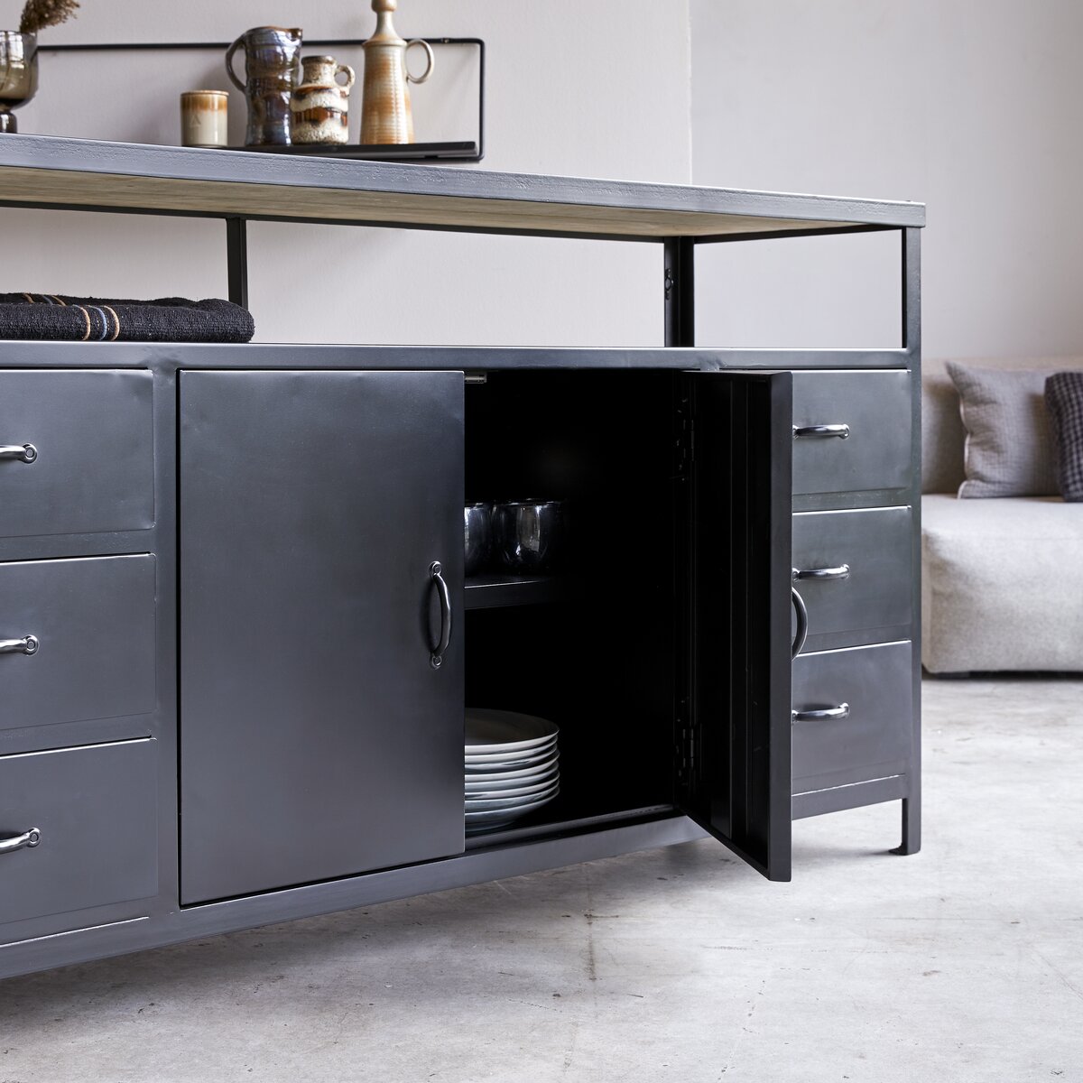 Industriel - Buffet en métal 160 cm Industriel - Buffet en métal 160 cm