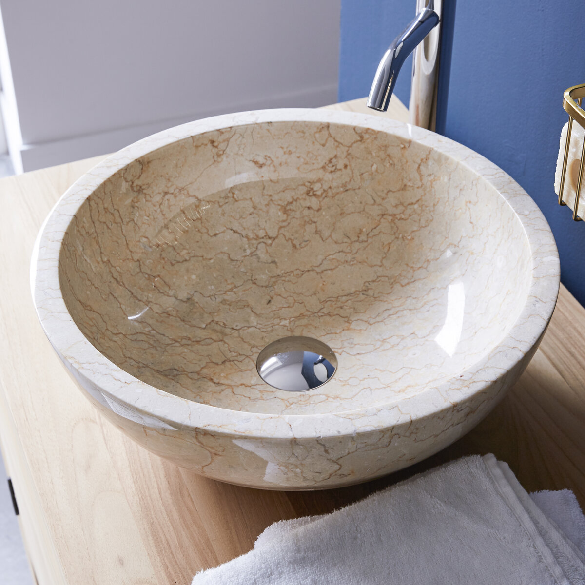 Lavabo da Appoggio in Marmo Leonor SOPH Cream colore Crema