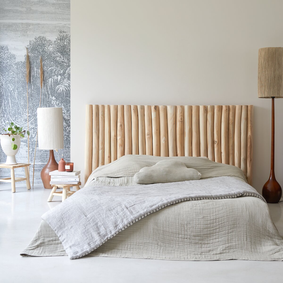 Testata da letto sfoderabile in legno 180 cm Morphee