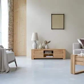 Minimalys - Mueble de TV en teca maciza 135 cm