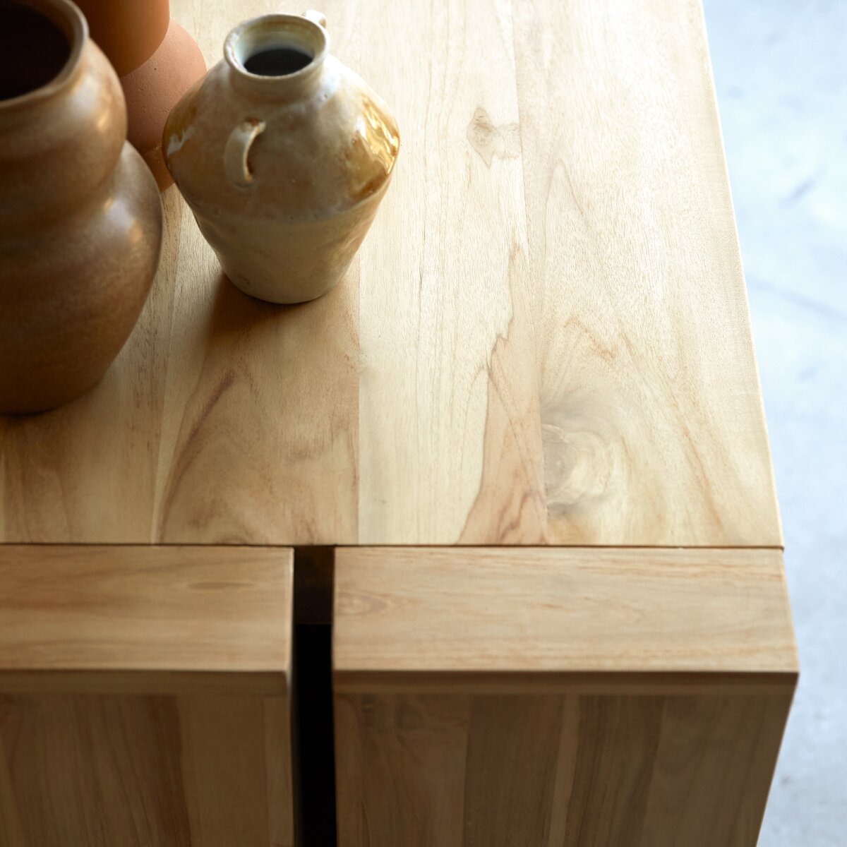 Bureau en bois de teck 160 eden avec caisson de rangement Couleur bois  clair Tikamoon