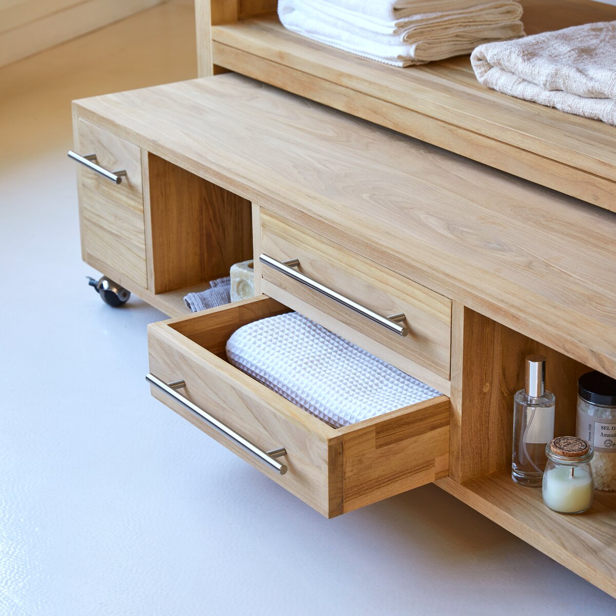 Mobile sottolavabo bagno in legno di bambù 60X30X62 cm - Andrea House -  Nardini Forniture