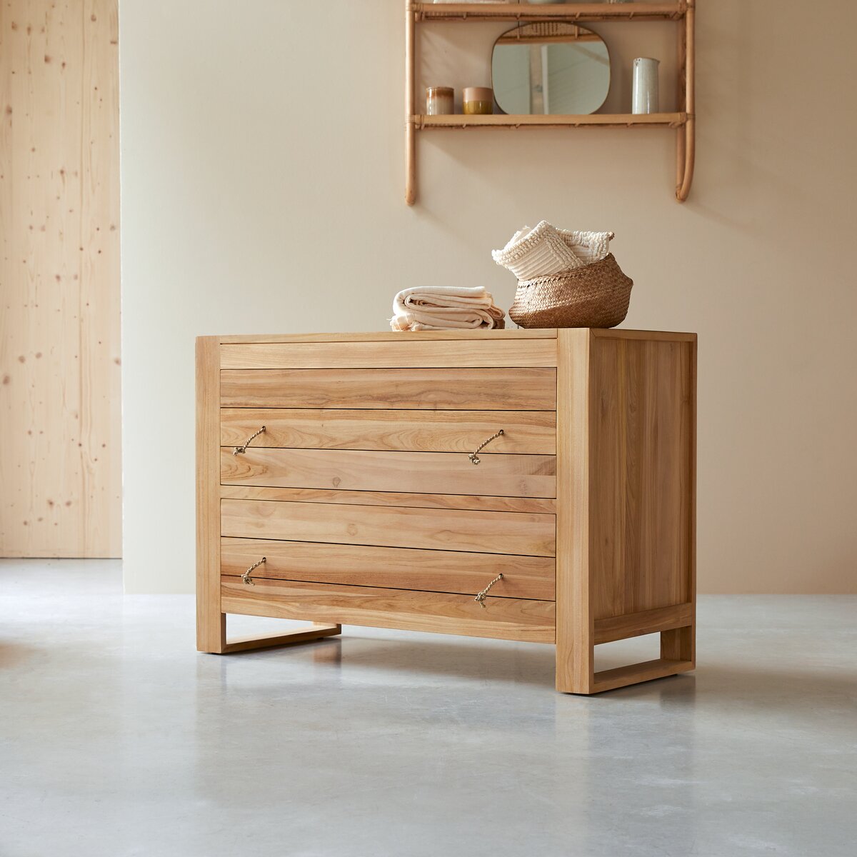 Solid teak chest of drawers with 3 drawers - Living room furniture -  Tikamoon