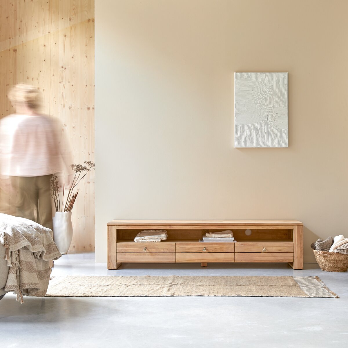 Banc d'intérieur en bois massif de Manguier vernis clair