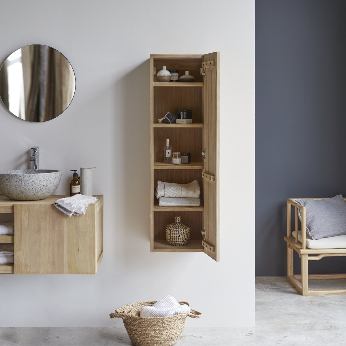 Colonna bagno sospesa 130x25x27cm: Acquista online   Colore  Mobile Finitura Legno Marrone - 8702