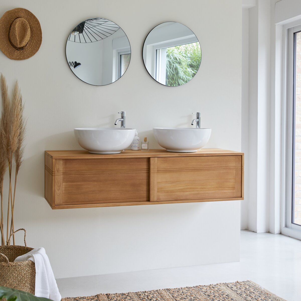 Basic - Mueble bajo lavabo en teca maciza 140 cm Basic - Mueble bajo lavabo en teca maciza 140 cm