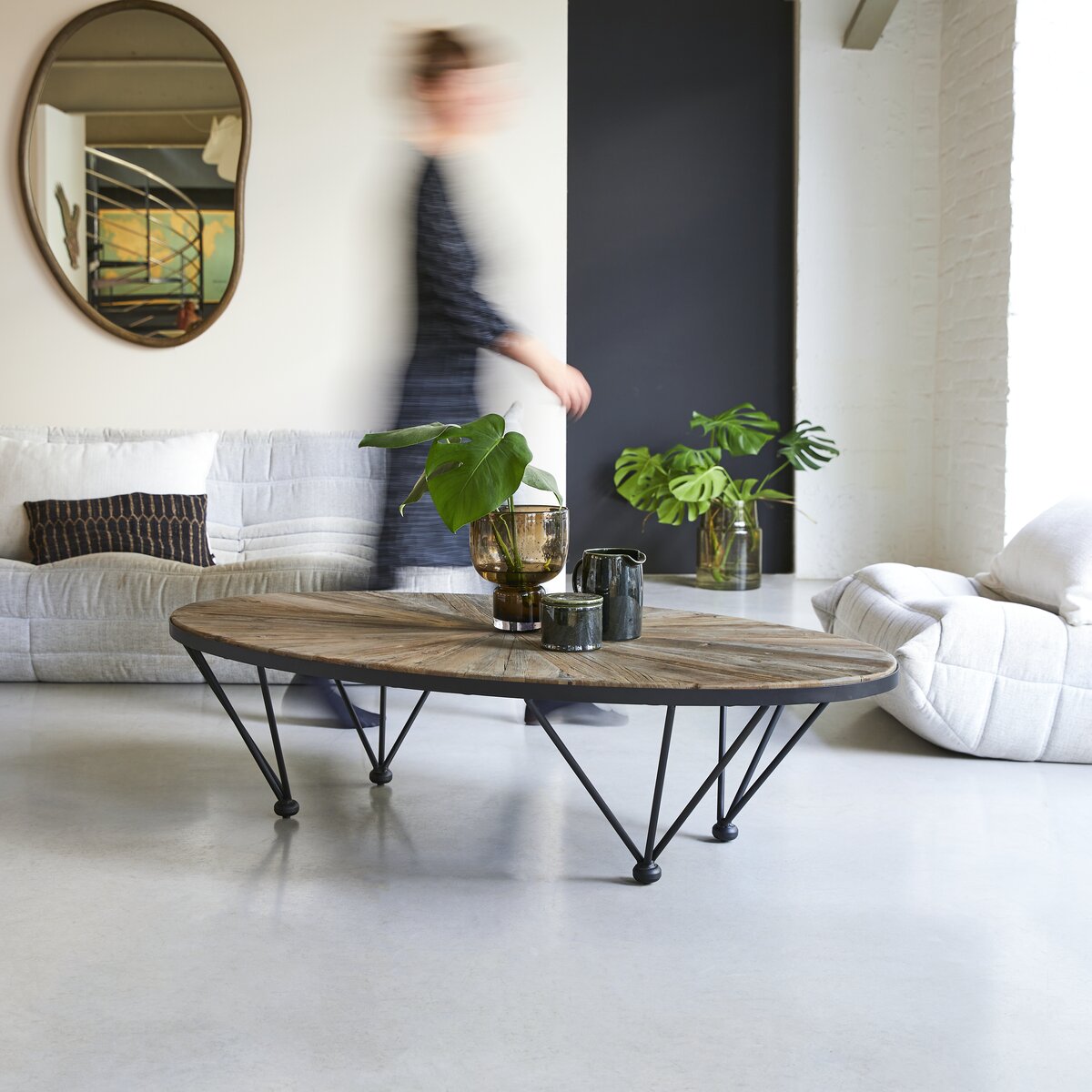 Lancelot - Couchtisch aus massivem Recycling-Ulmenholz und Metall Lancelot - Couchtisch aus massivem Recycling-Ulmenholz und Metall
