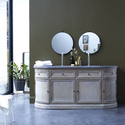 Louise - Mueble de baño de roble y piedra 180 cm