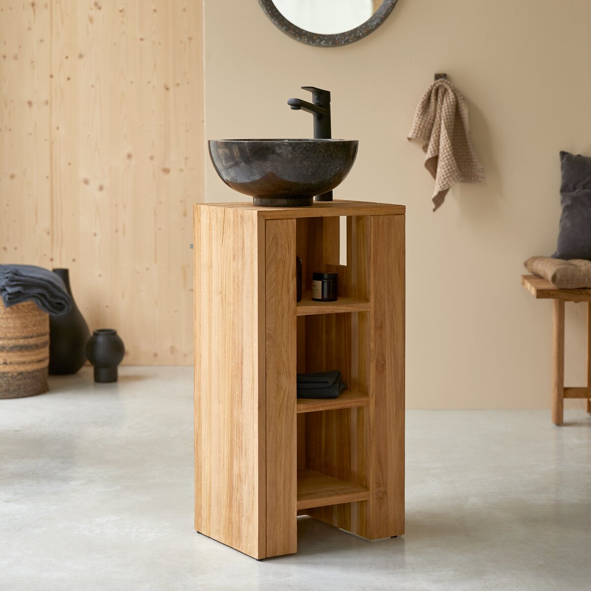 Stelle - Solid teak vanity unit Left Stelle - Solid teak vanity unit Left