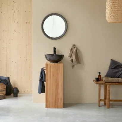 Mueble de lavabo Emma izquierda (L x An x Al: 45 x 80 x 50 cm, Nogal)