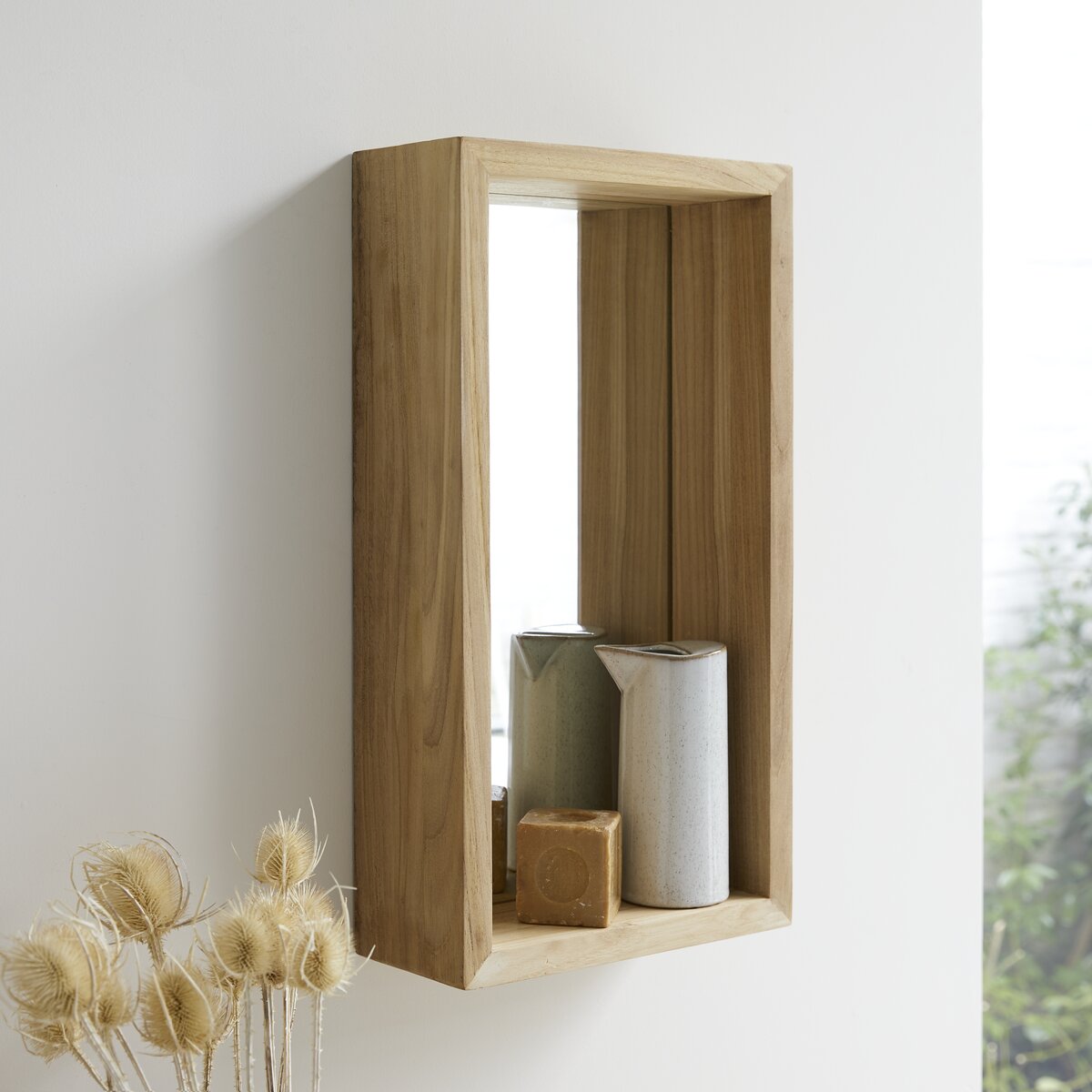 Miroir Santa Ana en teck massif mural - Miroir en bois - Lotuséa