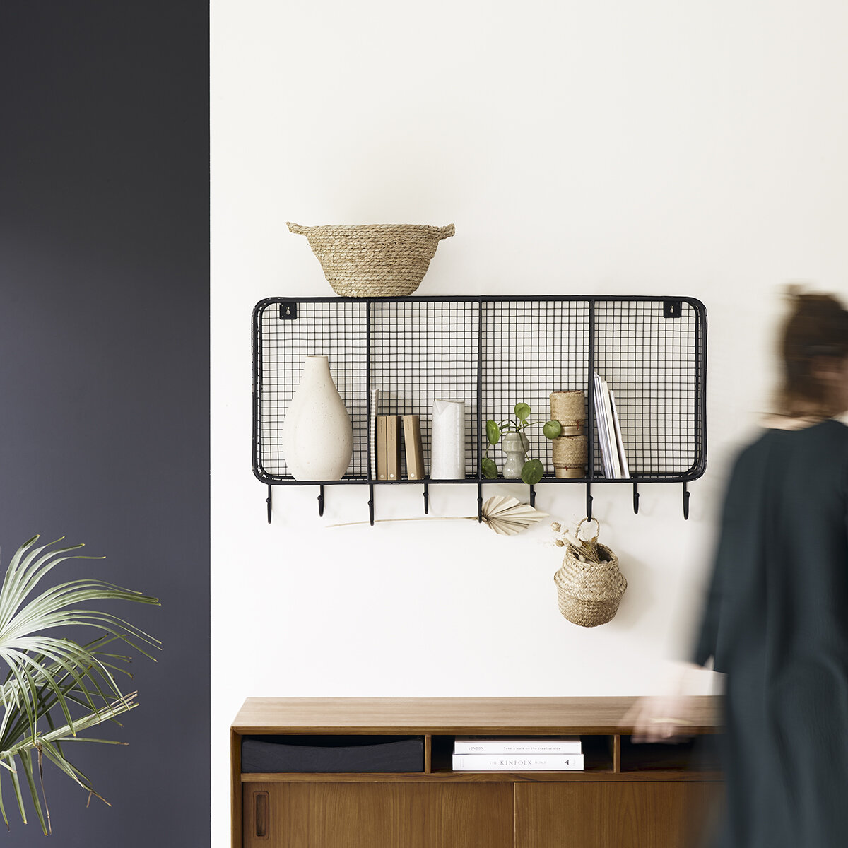 Mensola murale industriale in lengo di mango e metallo 60 cm RACK