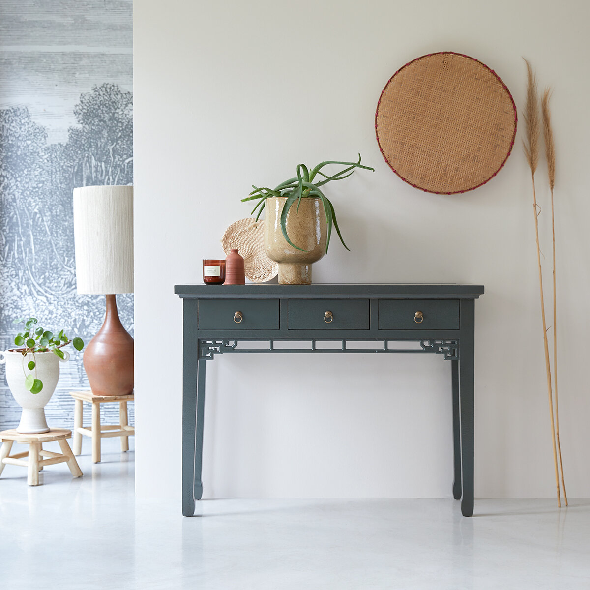 Dark blue deals console table