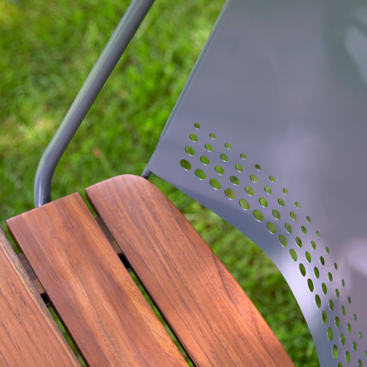 Toscane - Gartenstuhl aus massivem Teak und Metall grey Toscane - Gartenstuhl aus massivem Teak und Metall grey