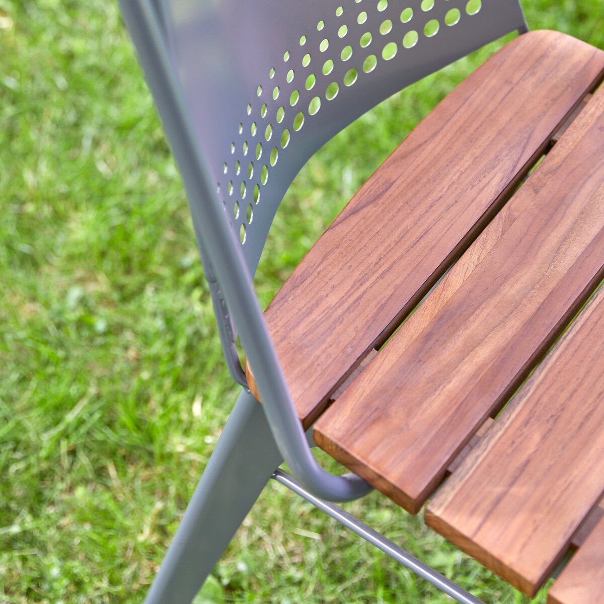 Toscane - Gartenstuhl aus massivem Teak und Metall grey Toscane - Gartenstuhl aus massivem Teak und Metall grey