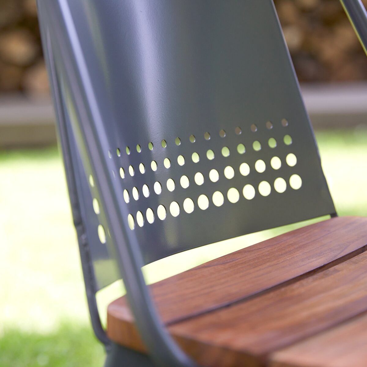 Toscane - Gartenstuhl aus massivem Teak und Metall grey Toscane - Gartenstuhl aus massivem Teak und Metall grey