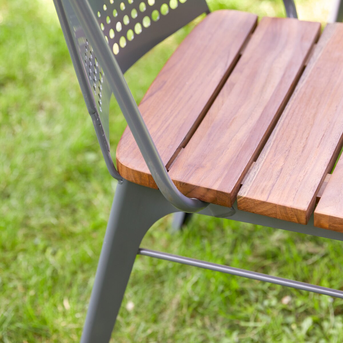 Toscane - Gartenstuhl aus massivem Teak und Metall grey Toscane - Gartenstuhl aus massivem Teak und Metall grey