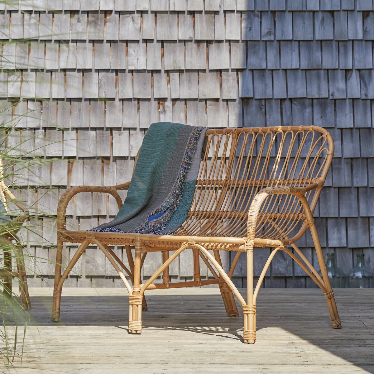 Rattan outdoor on sale bench seat