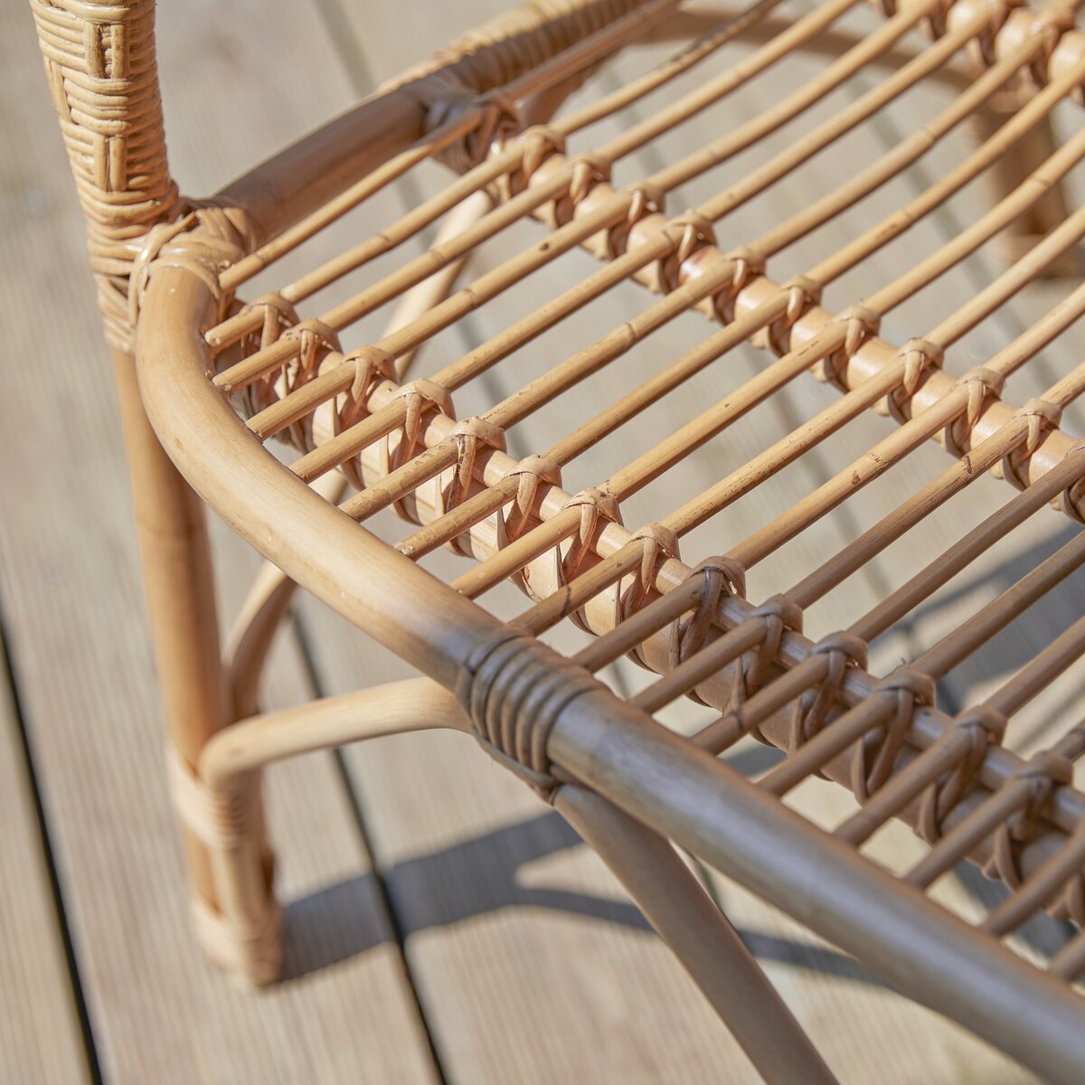 Panca con seduta in rattan - Greige chiaro/rattan - HOME