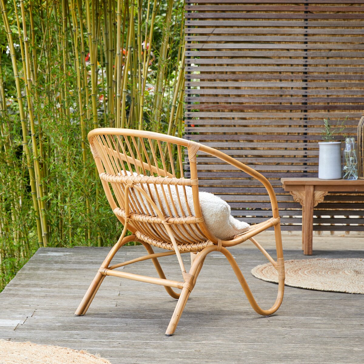 Fauteuil de jardin en teck et coussins - Assise d'extérieur - Tikamoon