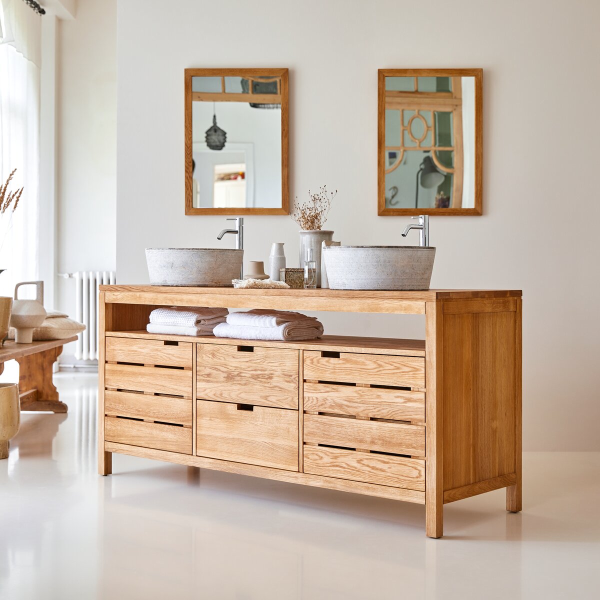 Serena - Solid oak vanity unit 165 cm Serena - Solid oak vanity unit 165 cm