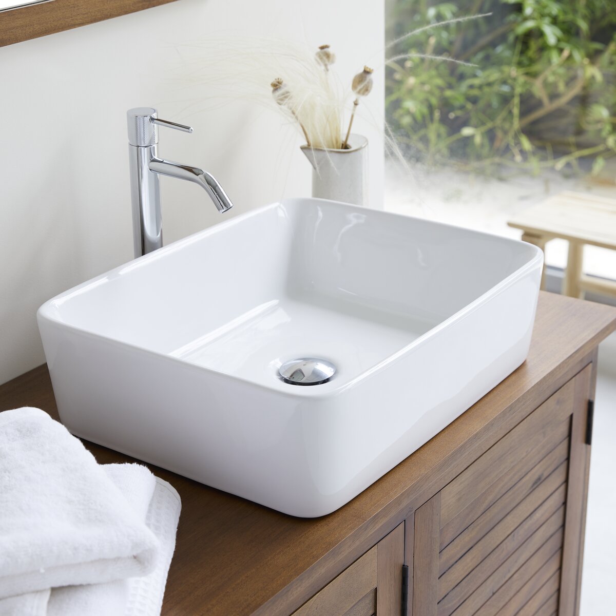 Mueble bajo lavabo Acacia blanco - sin obra