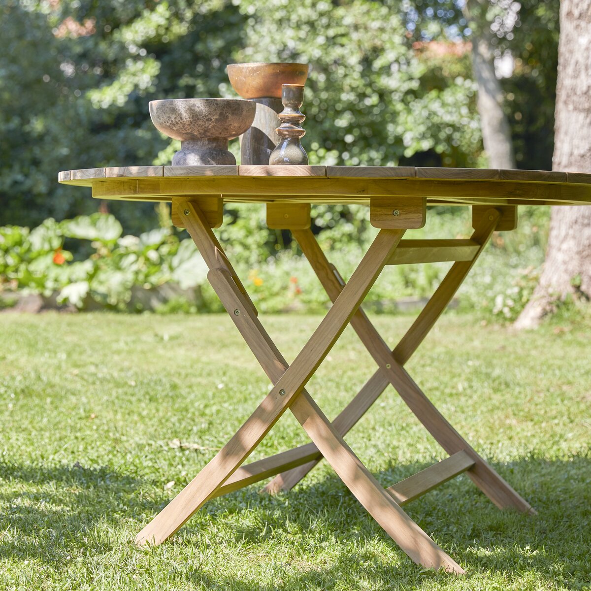 Tavolo tondo pieghevole in teak 120 cm - Arredo da esterno - Tikamoon