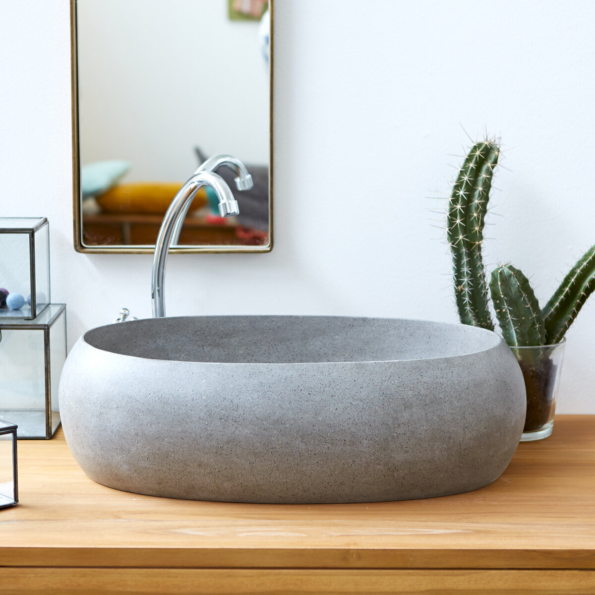 Orion - Lavabo in battuto di terrazzo grigio Orion - Lavabo in battuto di terrazzo grigio