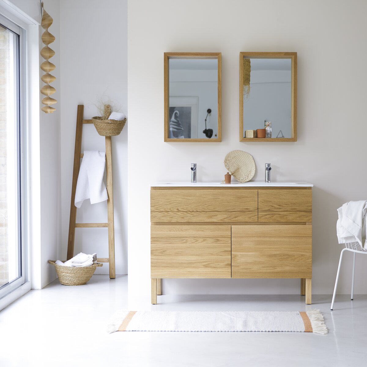 Solid oak and ceramic bathroom cabinet 120 cm - Bathroom / Bathroom ...