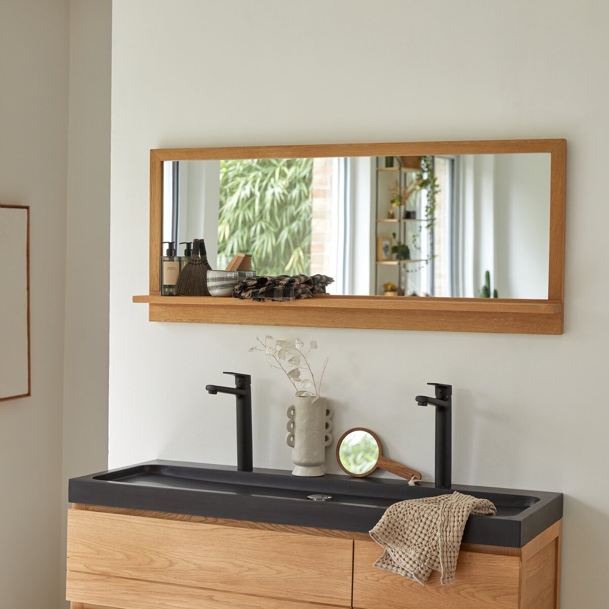 spiegel aus massivem eichenholz 120x50 cm - badezimmer / spiegel