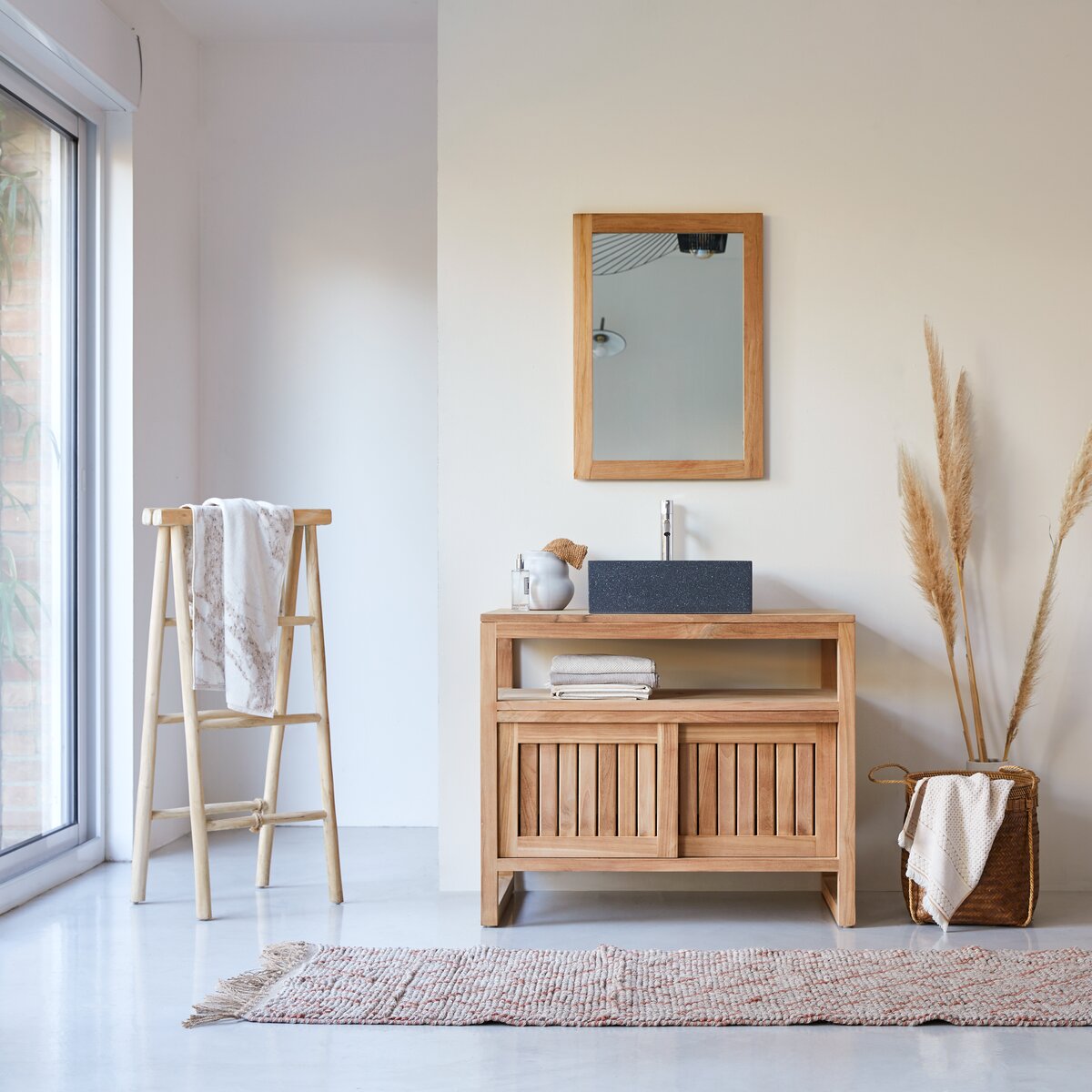 Mueble para debajo del lavabo con 1 estante y 2 puertas madera