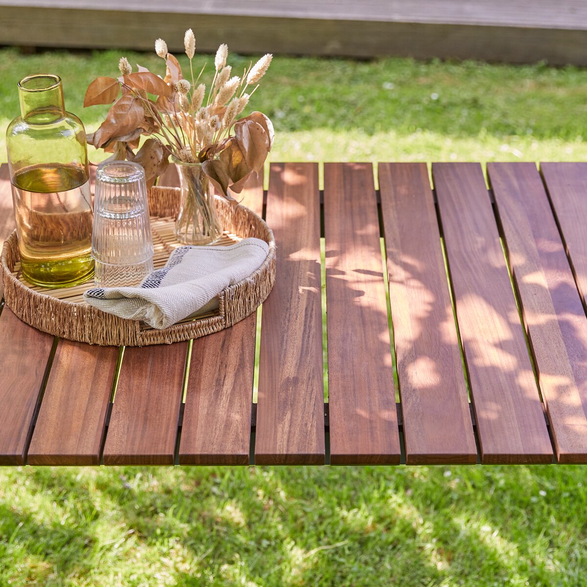 Table de jardin Toscana en aluminium et bois coloris bois et noir