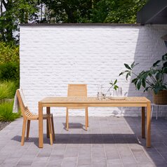 Table de jardin en teck design carrée pour 10 personnes - Harmonya