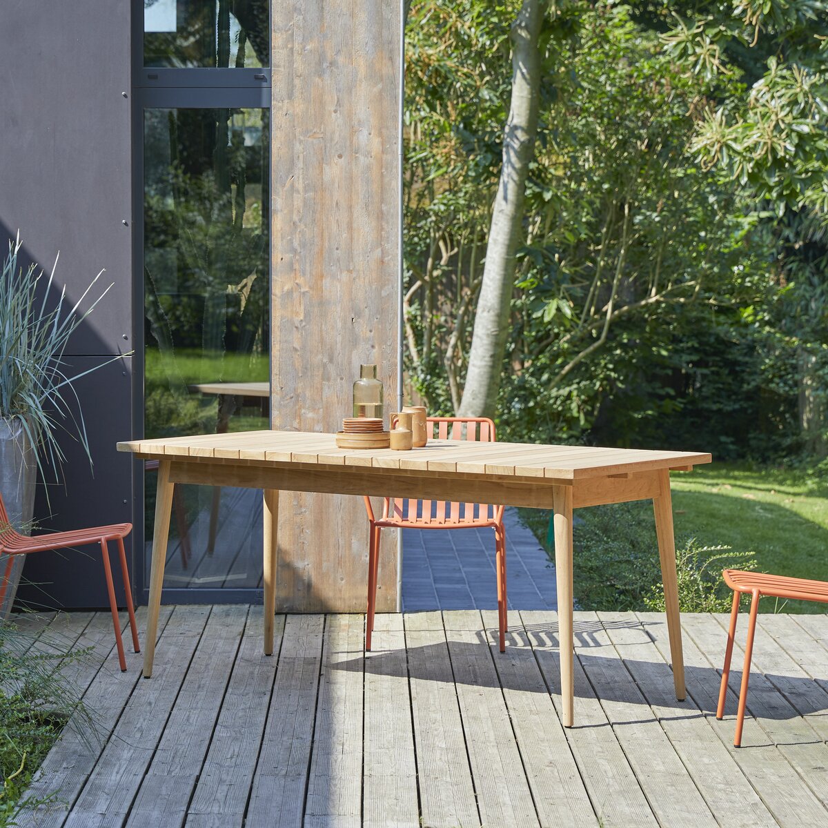 SALON DE JARDIN EN BOIS TECK 2 pers - Ensemble de jardin - 1 Table