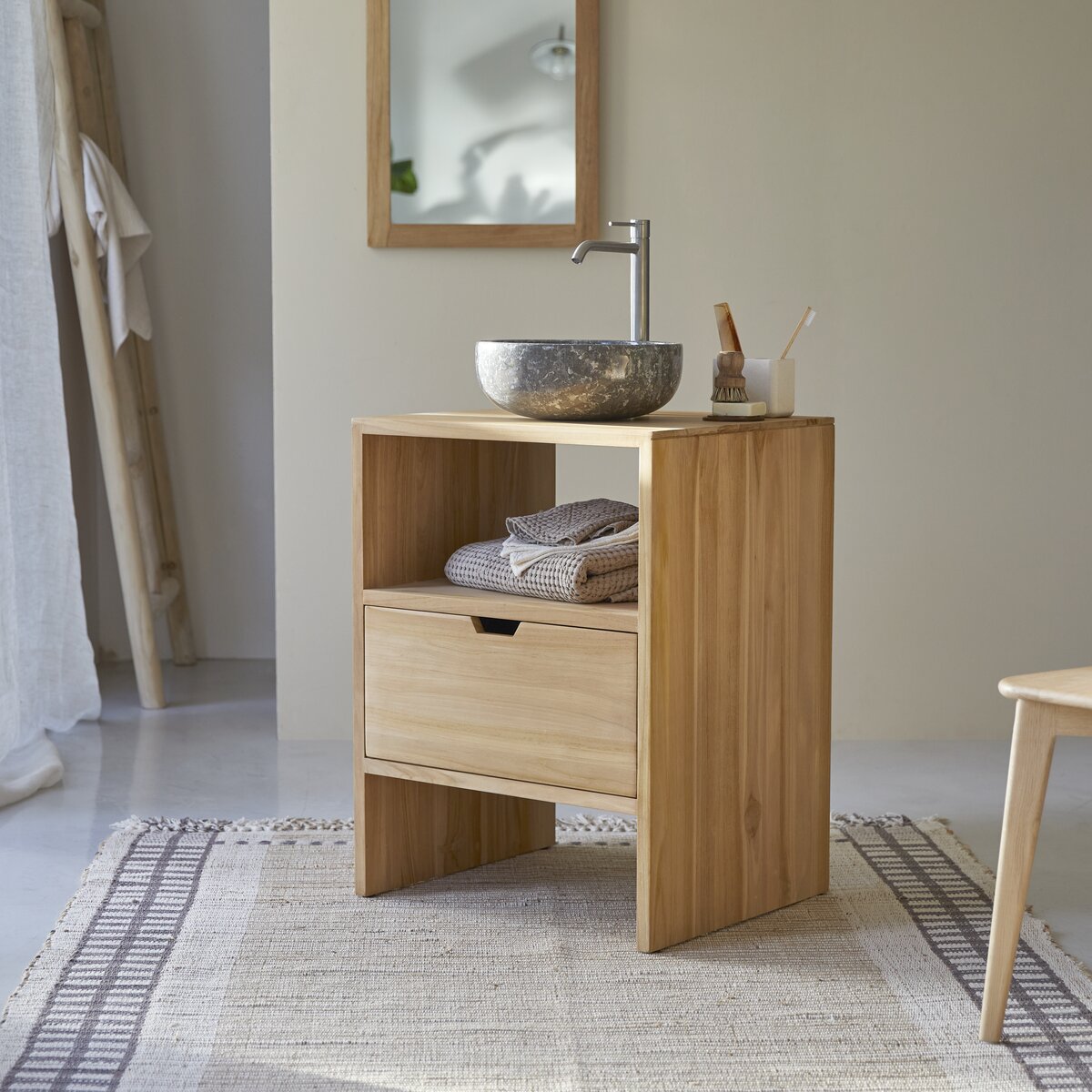 Mobile sottolavabo singolo in rovere 65 cm - Mobili per bagno - Tikamoon