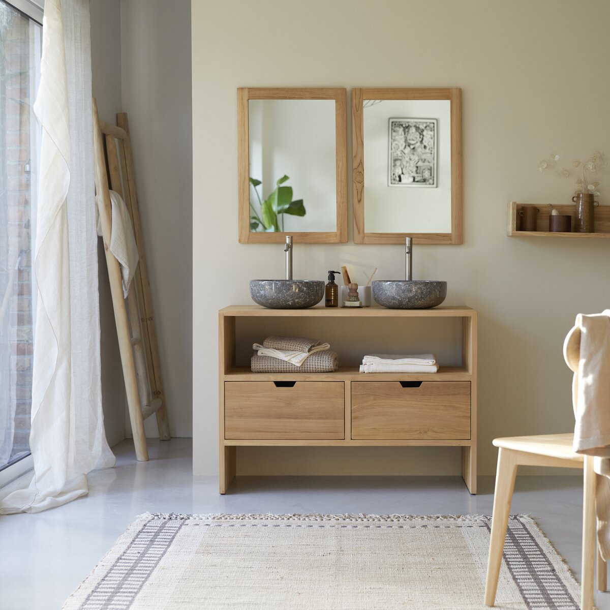 Mueble bajo lavabo de teca de 120 cm Jill - Mobiliario de baño - Tikamoon