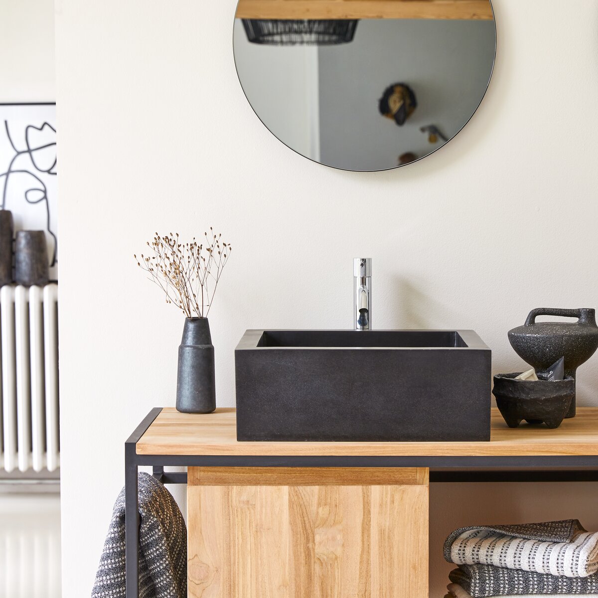 Lavabo in battuto di terrazzo nero 42 cm - Arredo bagno - Tikamoon