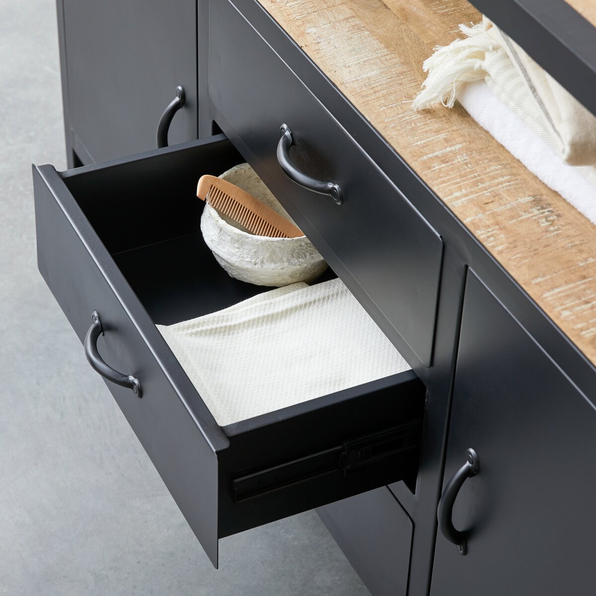 Industriel - Solid mango wood and metal vanity unit 140 cm Industriel - Solid mango wood and metal vanity unit 140 cm