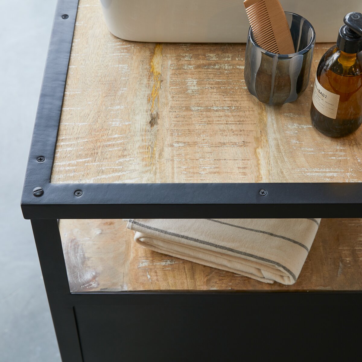 Industriel - Solid mango wood and metal vanity unit 140 cm Industriel - Solid mango wood and metal vanity unit 140 cm