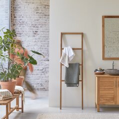 Mueble de doble lavabo suspendido de teca 120 cm - Cuarto de baño - Tikamoon