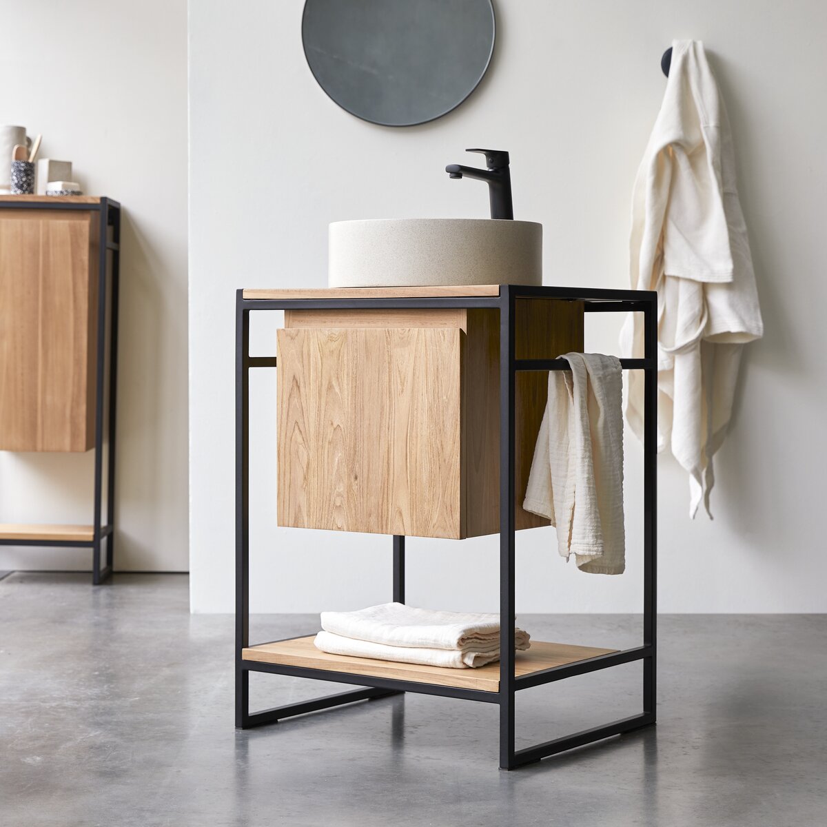Michal - Solid teak and metal vanity unit 60 cm Michal - Solid teak and metal vanity unit 60 cm