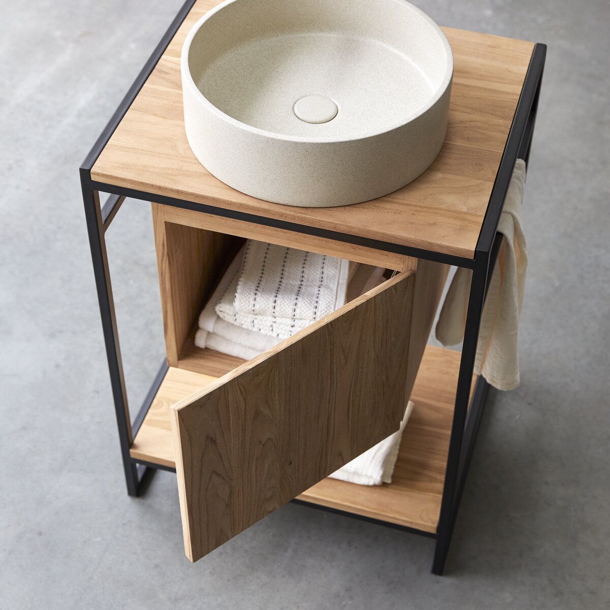 Michal - Solid teak and metal vanity unit 60 cm Michal - Solid teak and metal vanity unit 60 cm