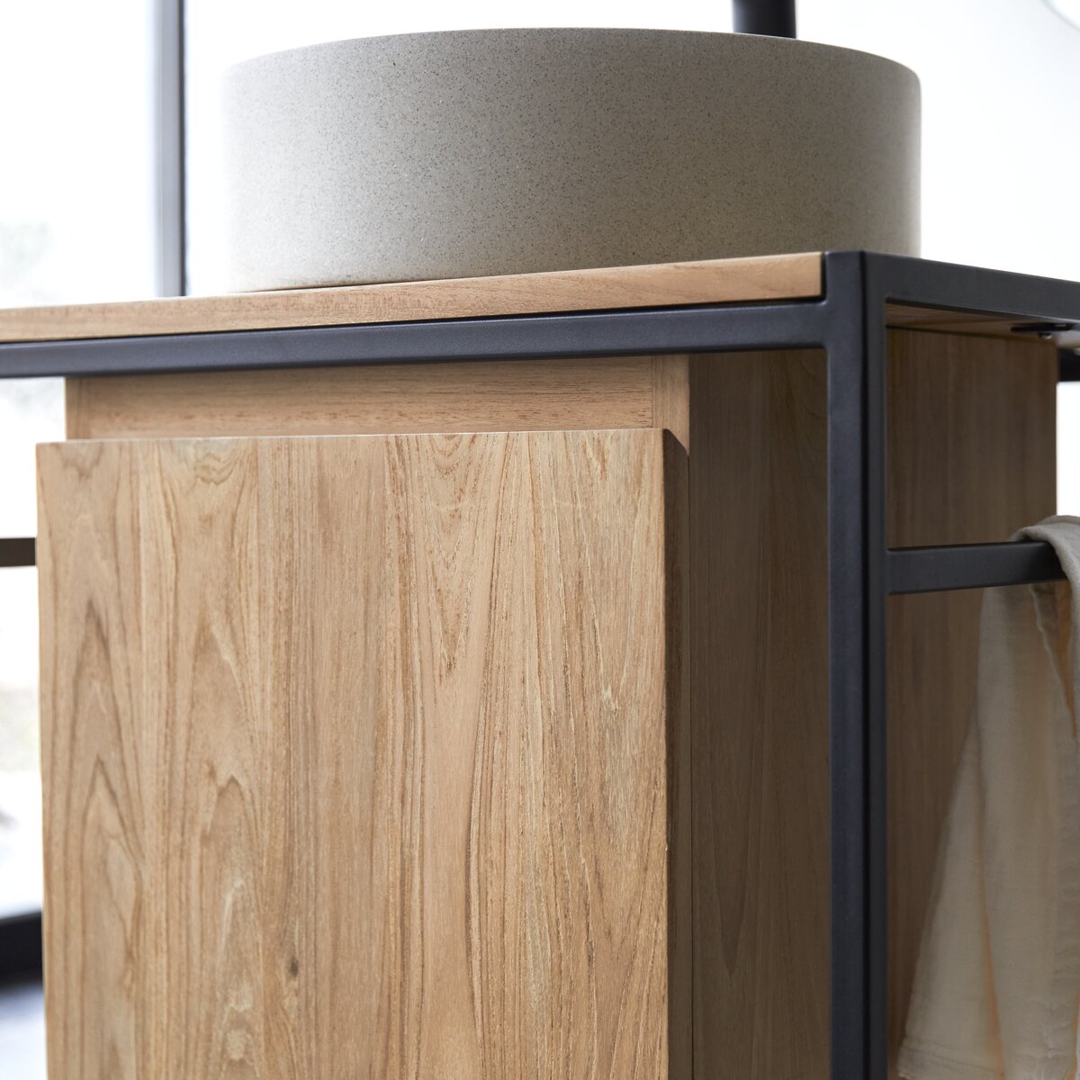 Michal - Solid teak and metal vanity unit 60 cm Michal - Solid teak and metal vanity unit 60 cm