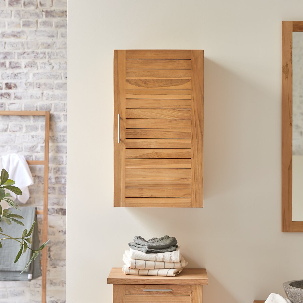 Natural wood bathroom on sale wall cabinet