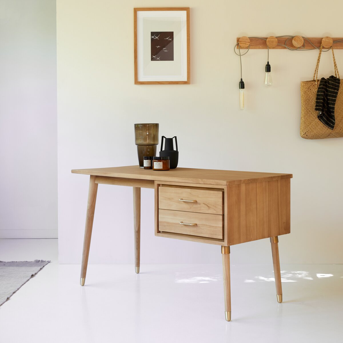 Bureau en teck 200 cm - Mobilier de rangement pour bureau - Tikamoon