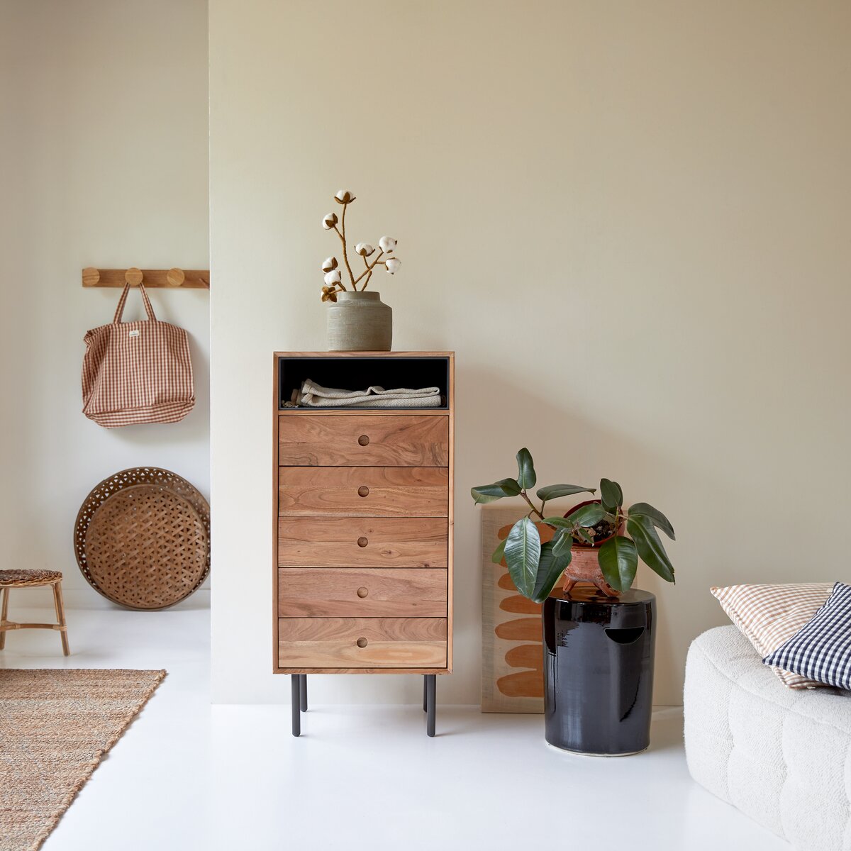 Pavel - Acacia small Chest of drawers