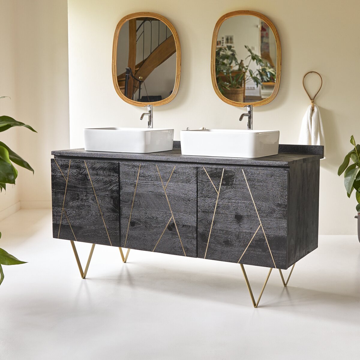 Meuble sous vasque en métal 95 cm - Mobilier salle de bain - Tikamoon