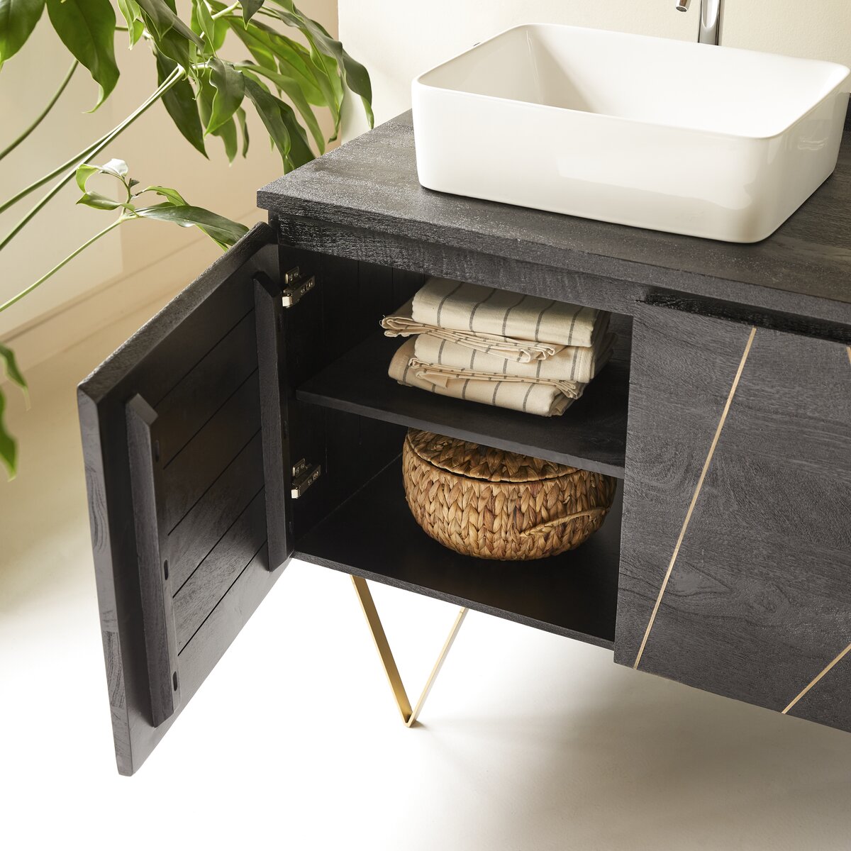 Liv - Mobile da bagno in mango massello 155 cm Liv - Mobile da bagno in mango massello 155 cm